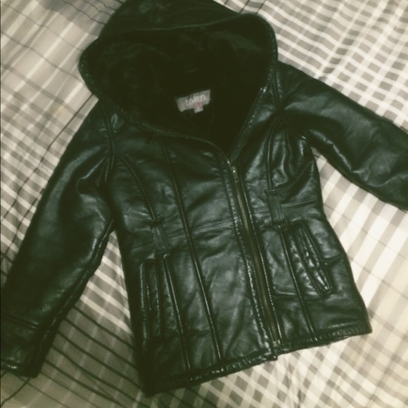 wilson leather hooded genuine leather jacket